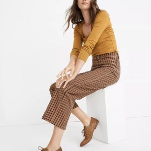 Madewell Slim Emmett Wide-Leg Crop Pants in Check